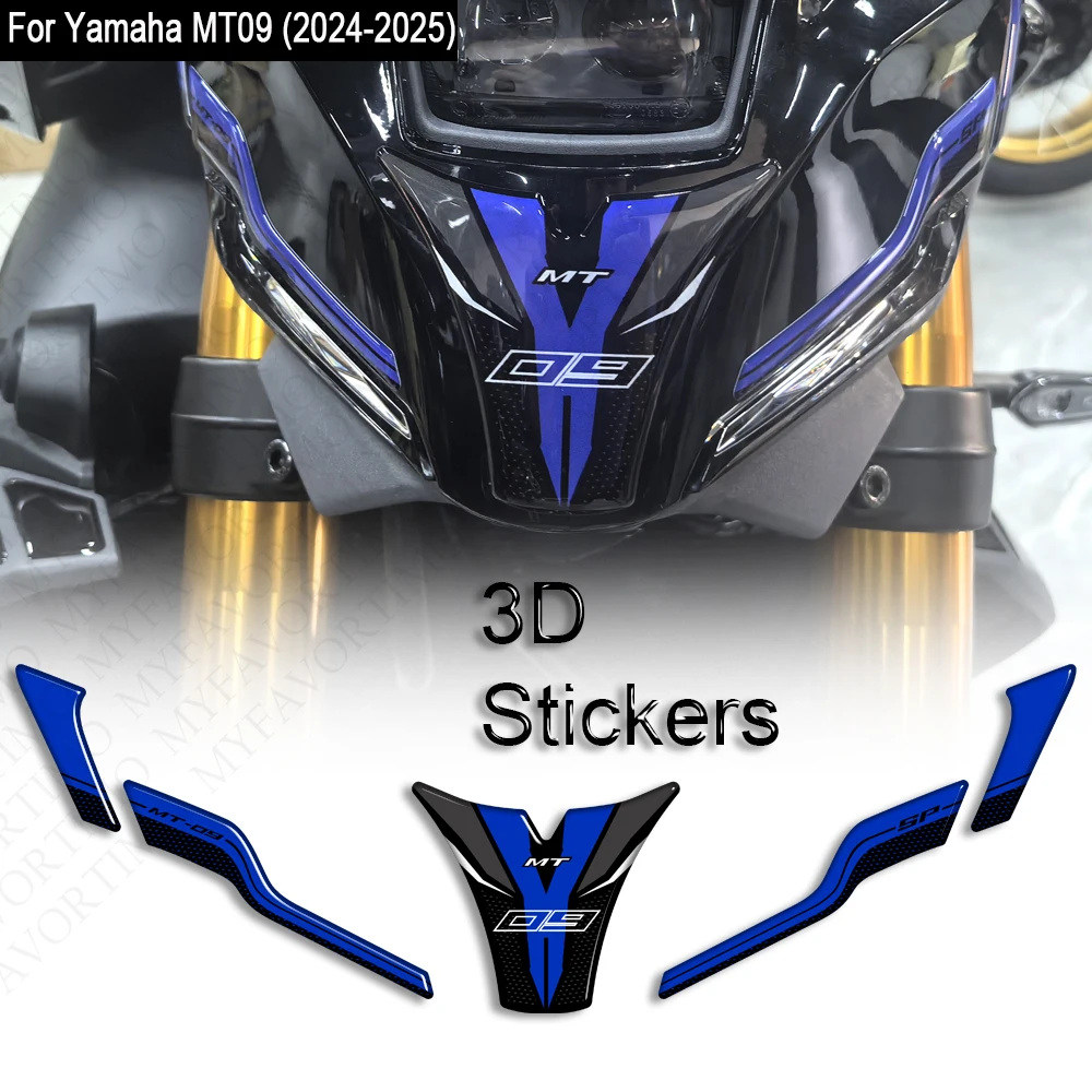 Autocollants de Protection de réservoir de carburant, autocollants de carénage de garde-boue avant, Kit d'autocollants en résine 3D pour Yamaha Mt09 MT-09 MT 09 2025 2024
