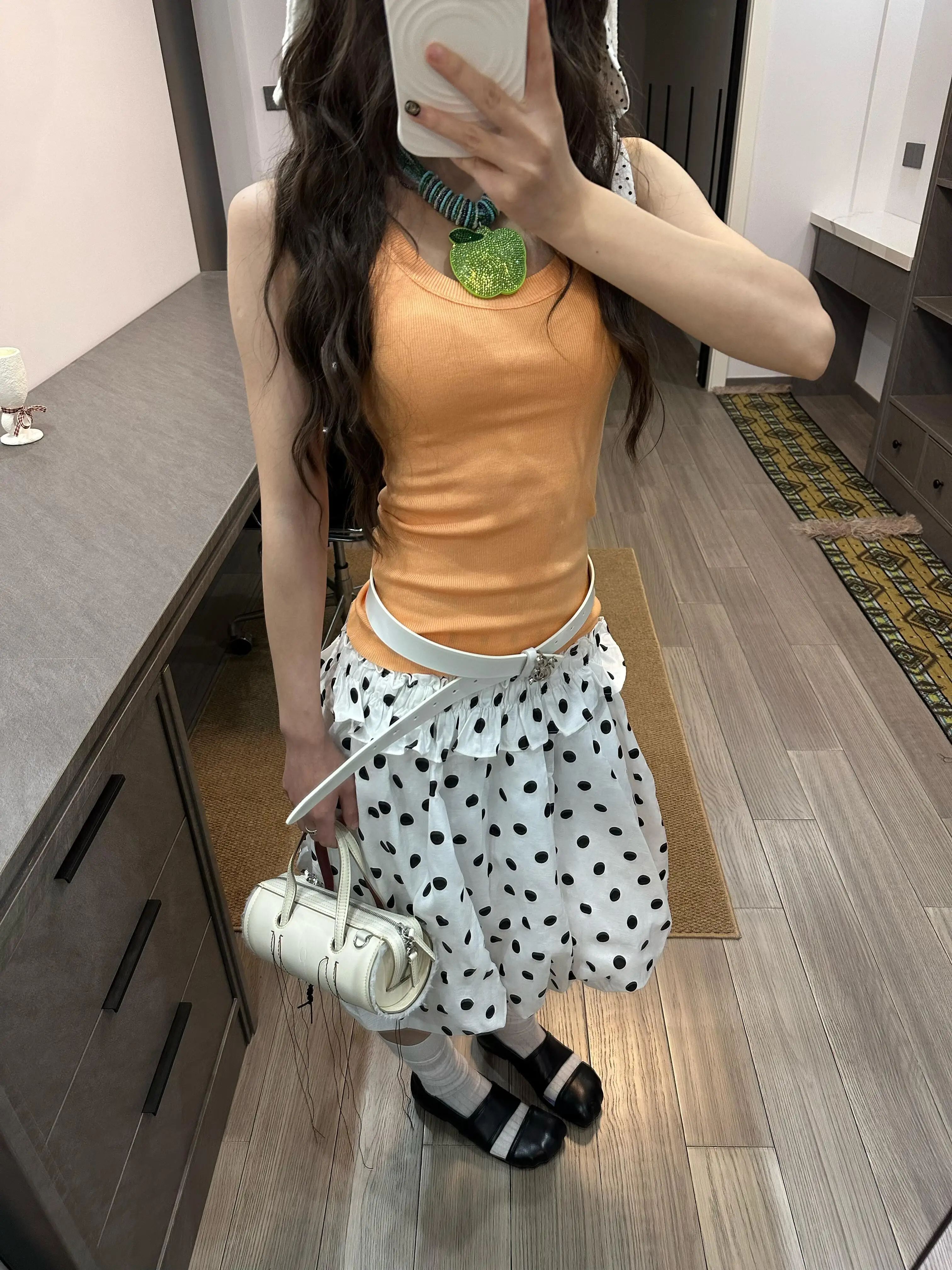 American Retro Polka Dot Bloomer Skirt Women's Summer Casual Wraparound Midi Skirt City Commuting Daily Travel Shopping