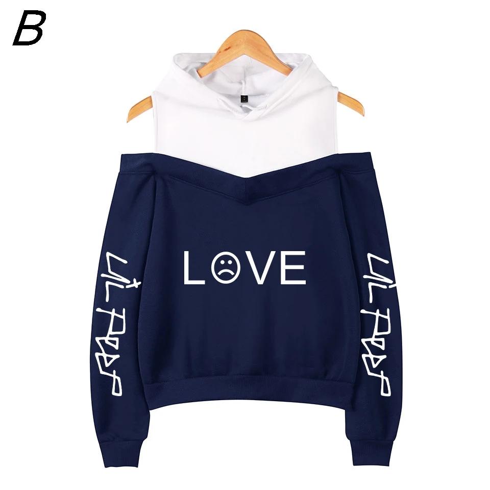 Nueva sudadera con hombros descubiertos de Lil Peep para mujer, sudaderas con capucha Vrouwen Emo Rapper Cry Baby Gedrukt Plus Maten Voor, jerséis informales con capucha