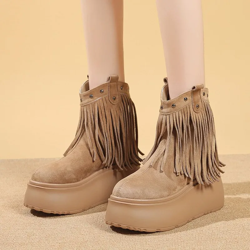 

Женские полусапожки на толстой платформе и высоком каблуке 8 см, кожаная обувь на массивном каблуке, женские осенне-зимние мотоциклетные ботинки на платформе, Botas