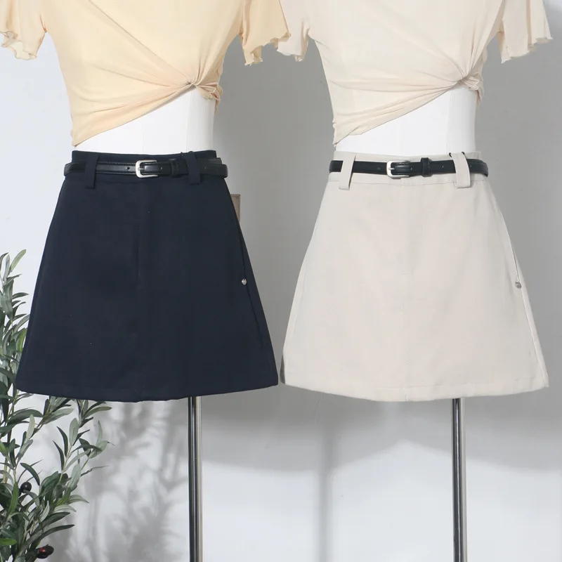 2026 autumn new gray a word hip mini skirt for women