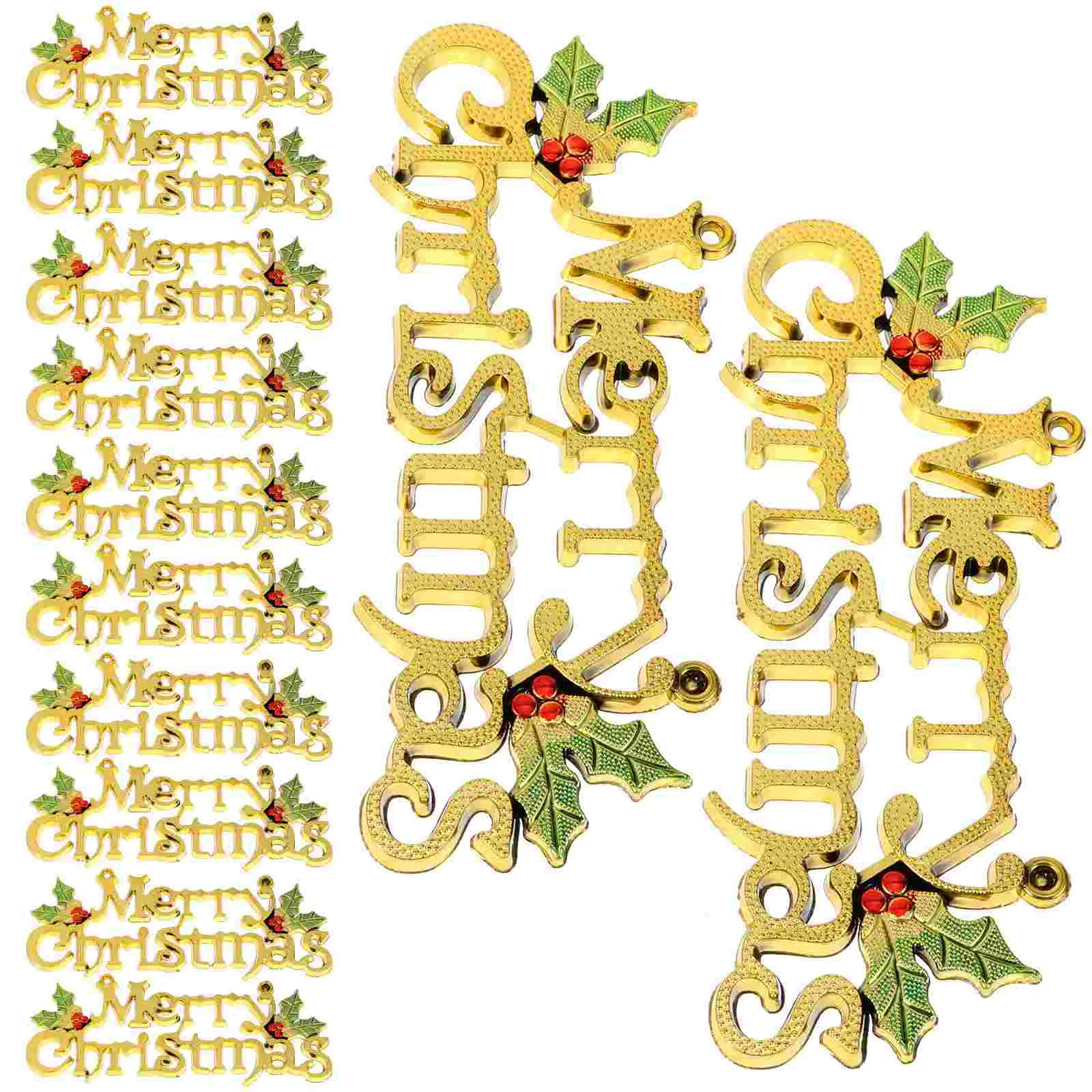 12 Pcs Retro Decor Christmas Letter Door Plastic Xmas Decoration Hanging Signage Merry Golden Board