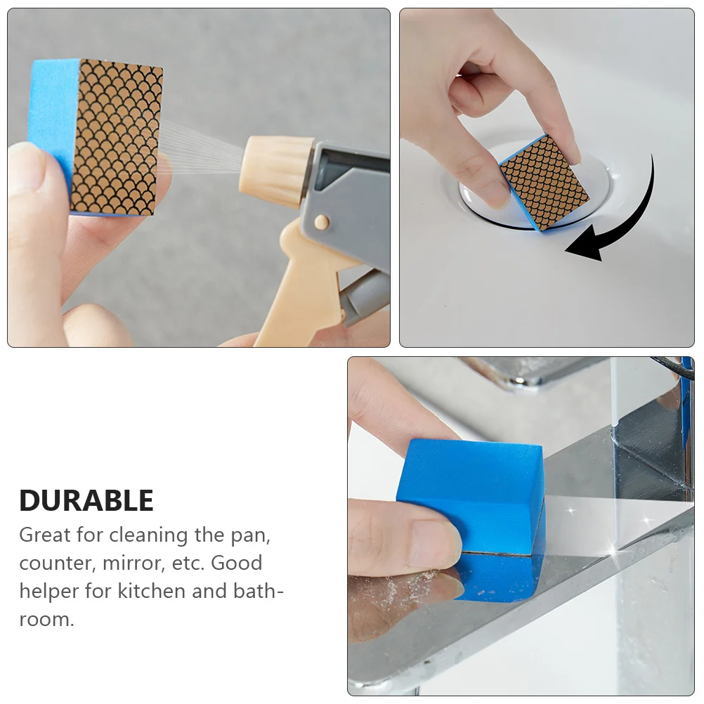 

2pcs Glass Cleaner Emery Sponge Kitchen Bathroom Scrub Block Durable Reusable Cleaning Tool For Mirror Pan Counter Sanding