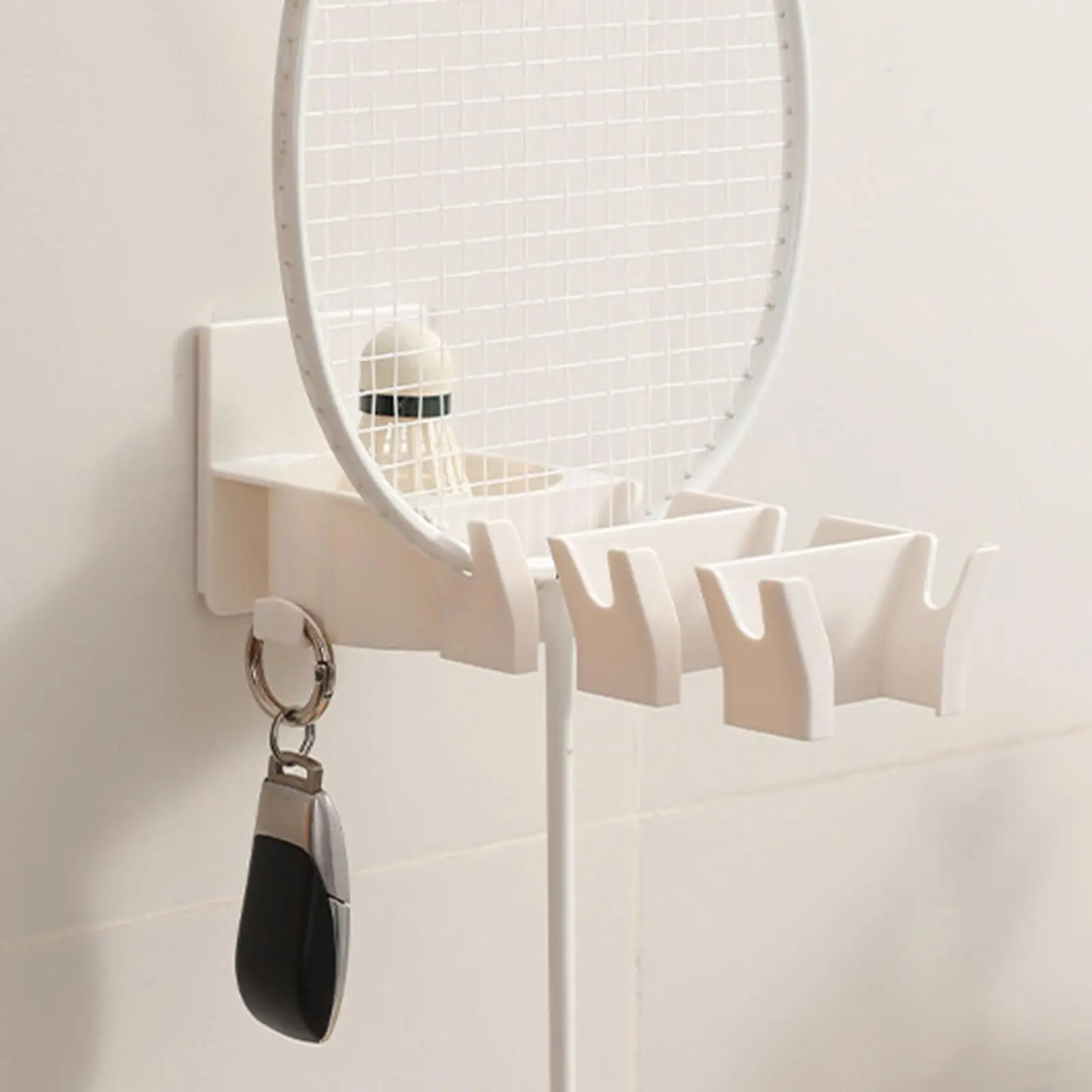 Tennis Racket Holder Badminton Racket Storage Rack Wall Mounted Key Hooks Sports Racquets Rack for Pickleball Rackets