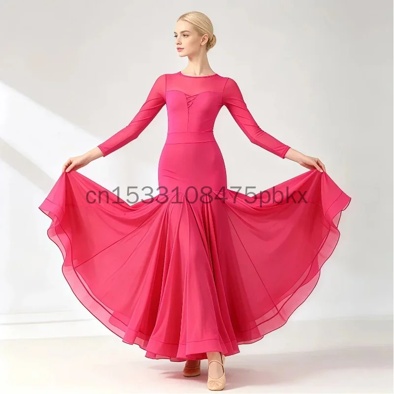 Ballroom Dance Performance Dresses Women Simple Style Waltz Dancing Wear Adult Elegant Ballroom Competition Social Dance Outfit