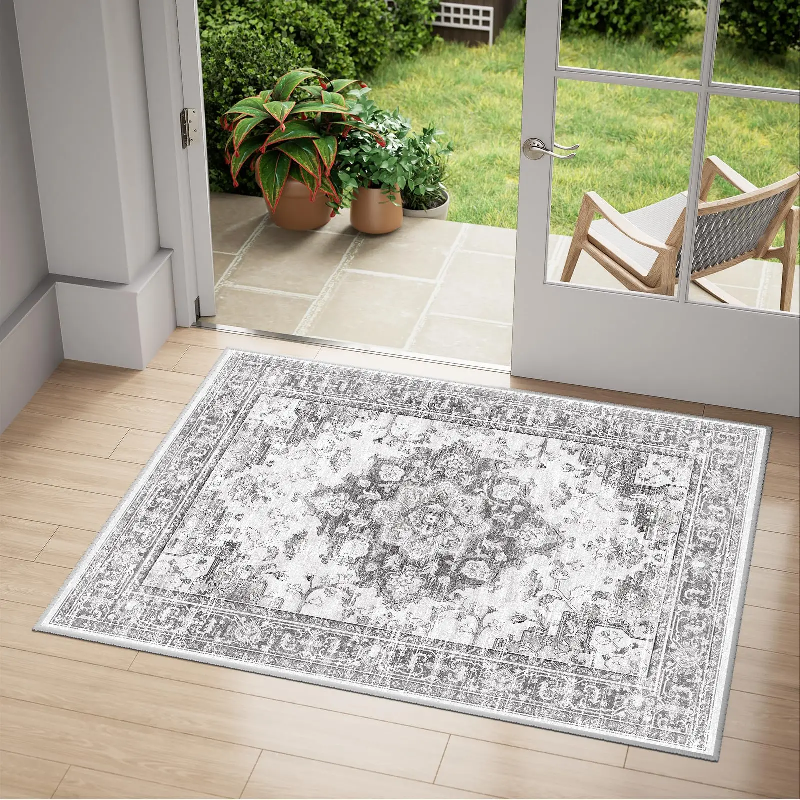 Machine Washable Vintage Low Pile Area Rug 2