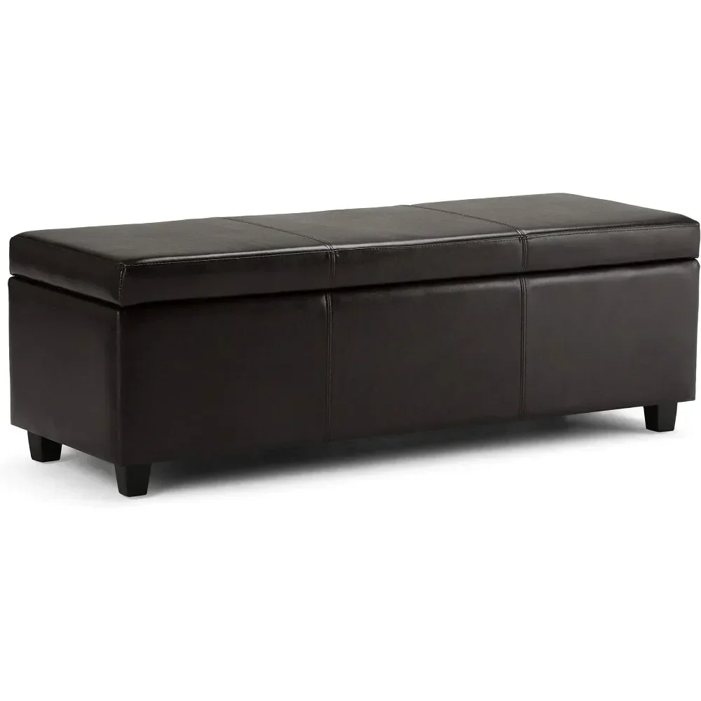 48 Inch Wide Contemporary Rectangle Storage Ottoman Bench in  For the Living Room, Freight free