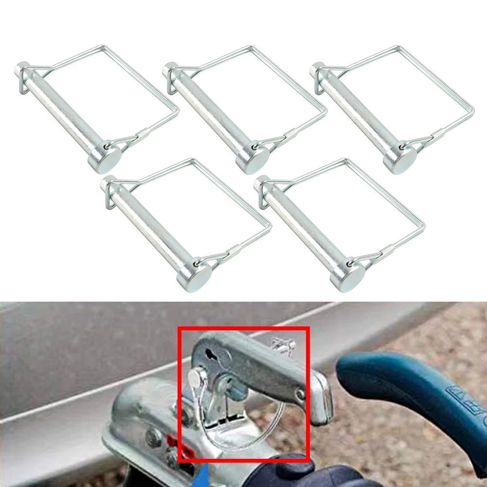 Tow Shaft Lock Coupler Pin Safety Locking Hitches Snap 5pcs For Wagons Tractor Trailer Stainless Steel Silver