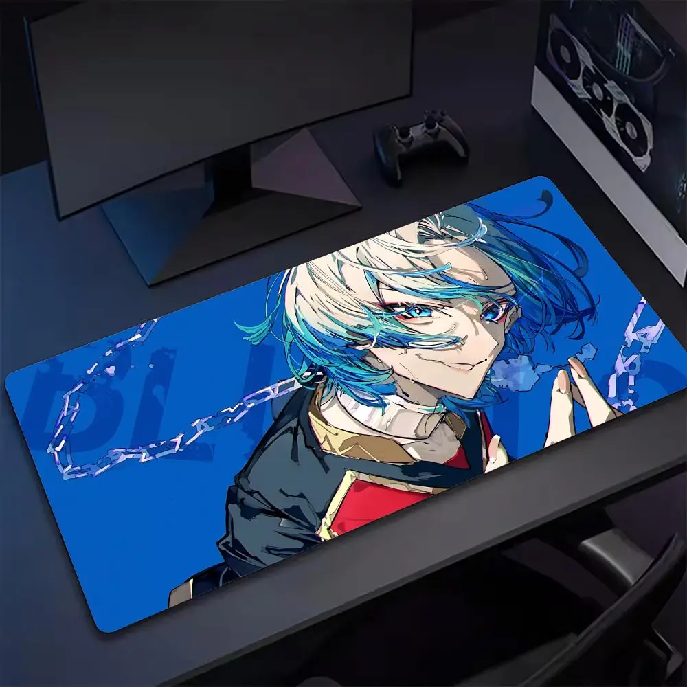 Anime B-BLUE LOCK Mouse Pad Tapetes de Mesa Teclado, Borracha Kawai, Tapete de Mesa Antiderrapante, XXL90x40cm