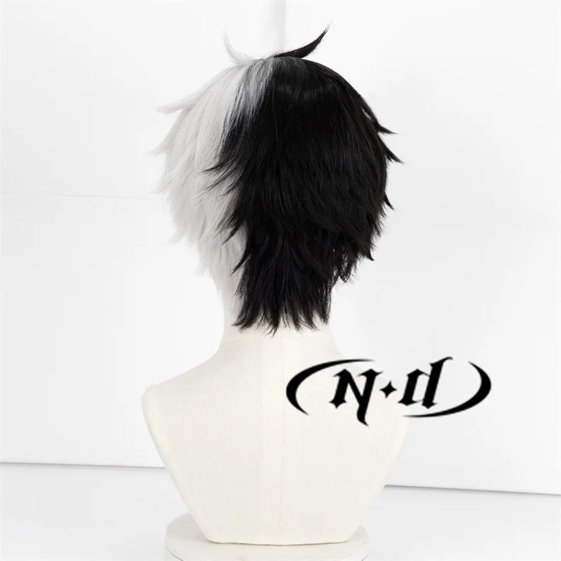 ND 사쿠라 하루카 코스프레 가발, 애니메이션 윈드 브레이커, 블랙 화이트 헤어, 할로윈 히트 테마 파티, 내성 합성