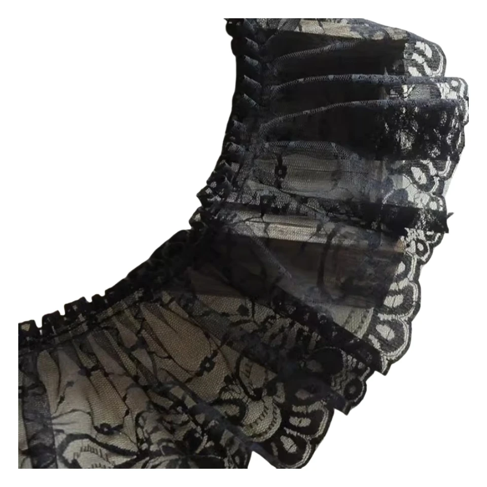 14cm wide high quality black jacquard fabric lace DIY banquet dress skirt sewing material Garment flared cuffs curtain brow trim