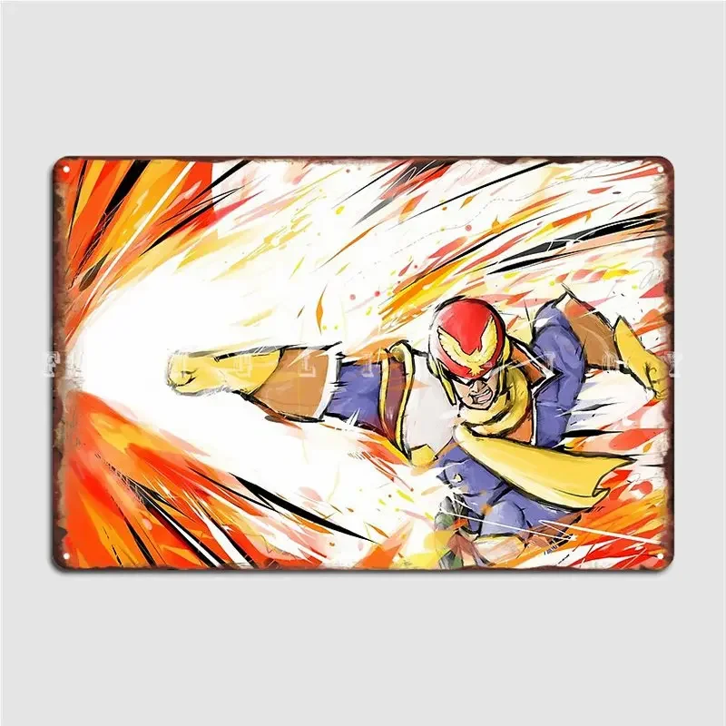 Captain Falcon Falcon Punch Metal Plaque Poster Wall Plaque Designing Pub Garage Pub Tin Sign Posters