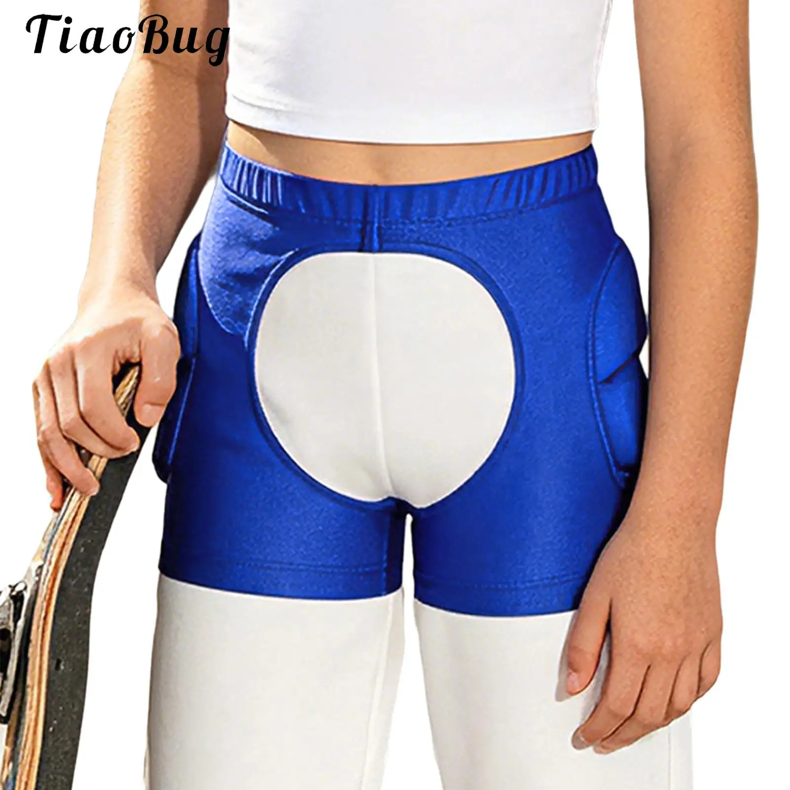 Girls Boys Butt Hip Padded Skateboarding Shorts Cutout Front Skating Snowboarding Short Pants Bottoms