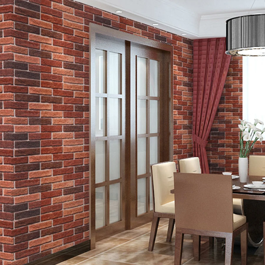 0.4x3M Brick Pattern Modern 3D Wallpaper Wall Decoration PVC Vinyl Bedroom Kitchen Moisture-Proof Waterproof Renovation Sticker