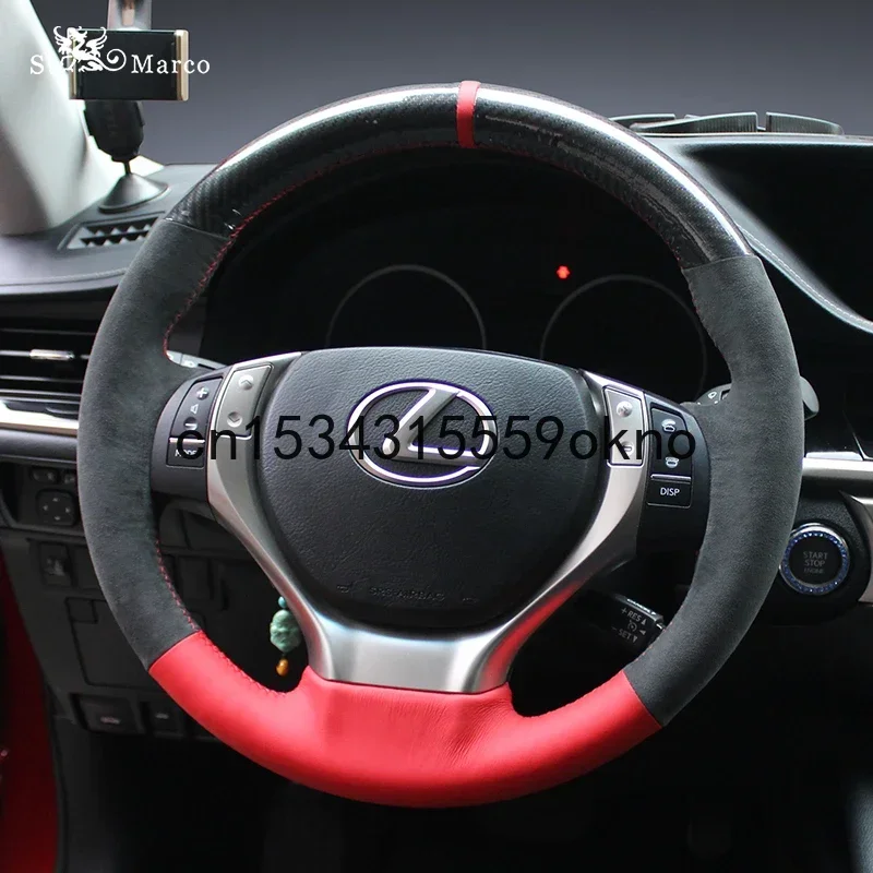 For LEXUS ES250 IS200t GS300 CT200 LX570 DIY Hand Sewn Leather Suede Steering Wheel Cover