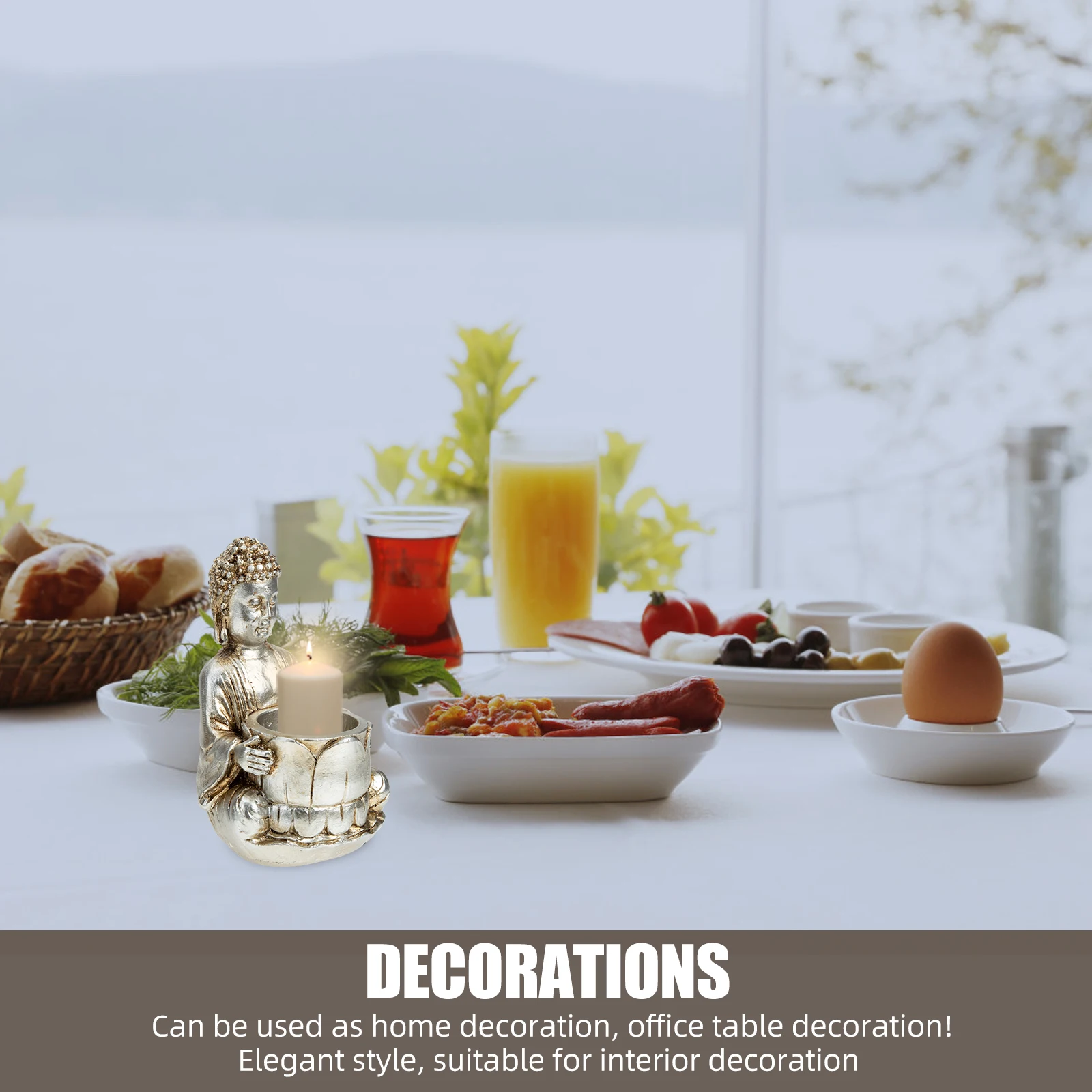 

Resin Buddha Candleholder Creative Stand Meditation Decor Candlesticks Housewarming Gift