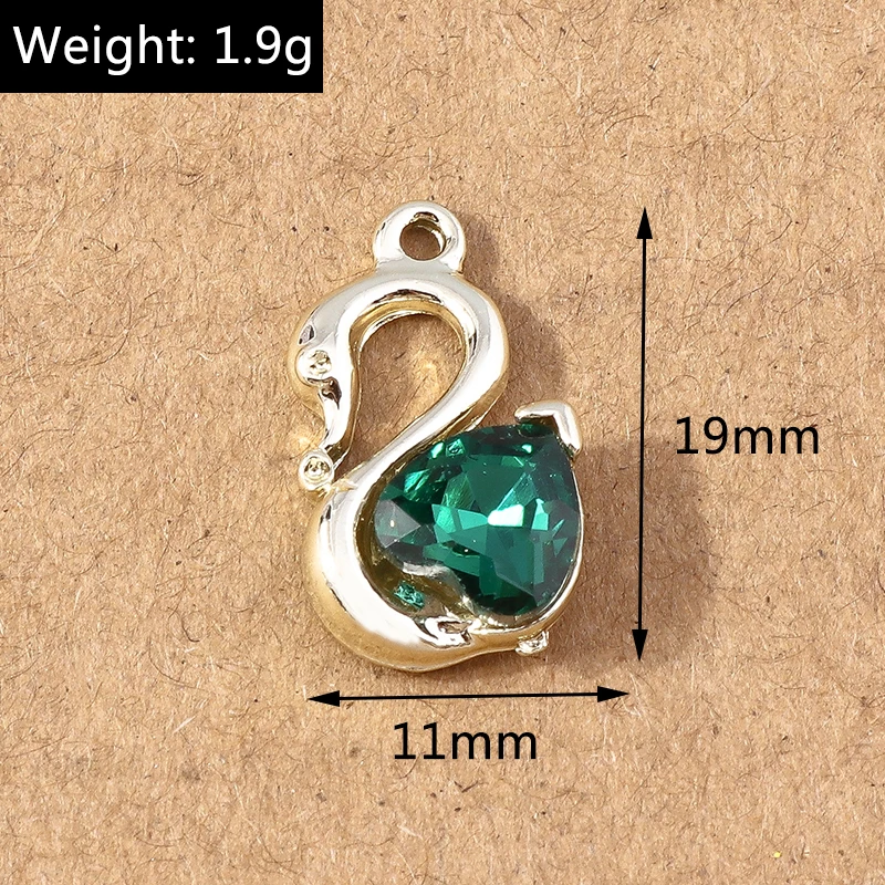10 Stück 19*11mm Kristall Schwan Charms Anhänger für Schmuckherstellung Halskette Ohrringe DIY Armband Zubehör Zubehör – Detail 2