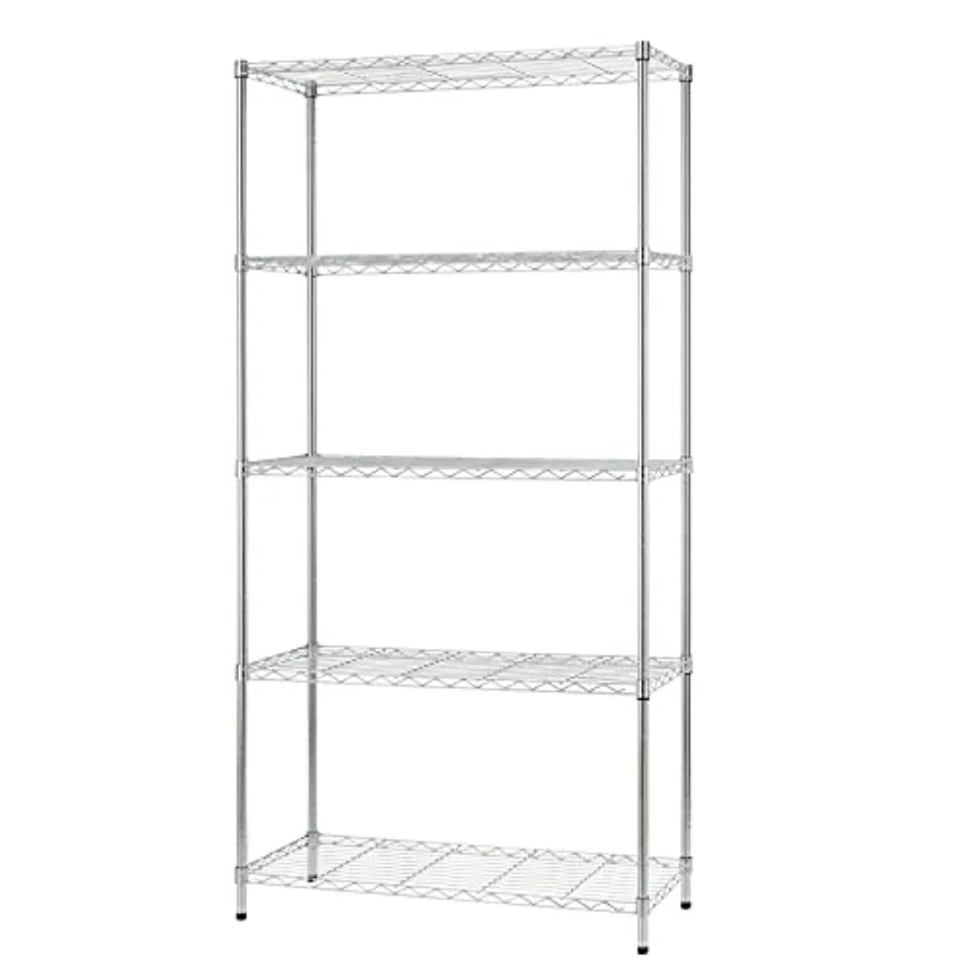

14" D×36" W×72" H Wire Shelving Unit Metal Shelf with 5 Tier Adjustable Layer Rack Commercial Strong Steel for Restaurant Garag