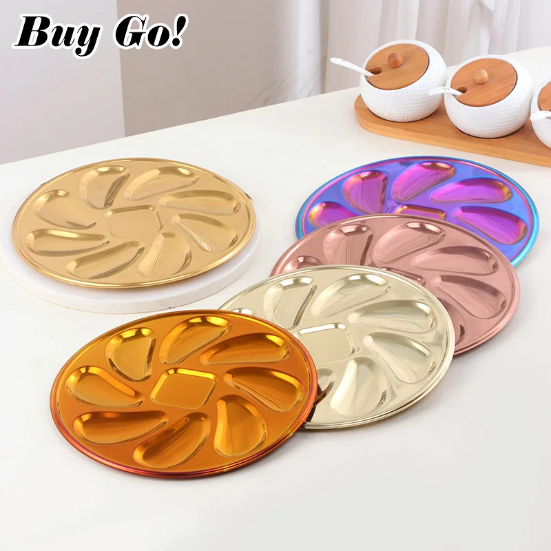 1Pc Large Oyster Multifunction Plate Stainless Platter French Oyster Mussel Shellfish Seafood Tray Home Restaurant Dish