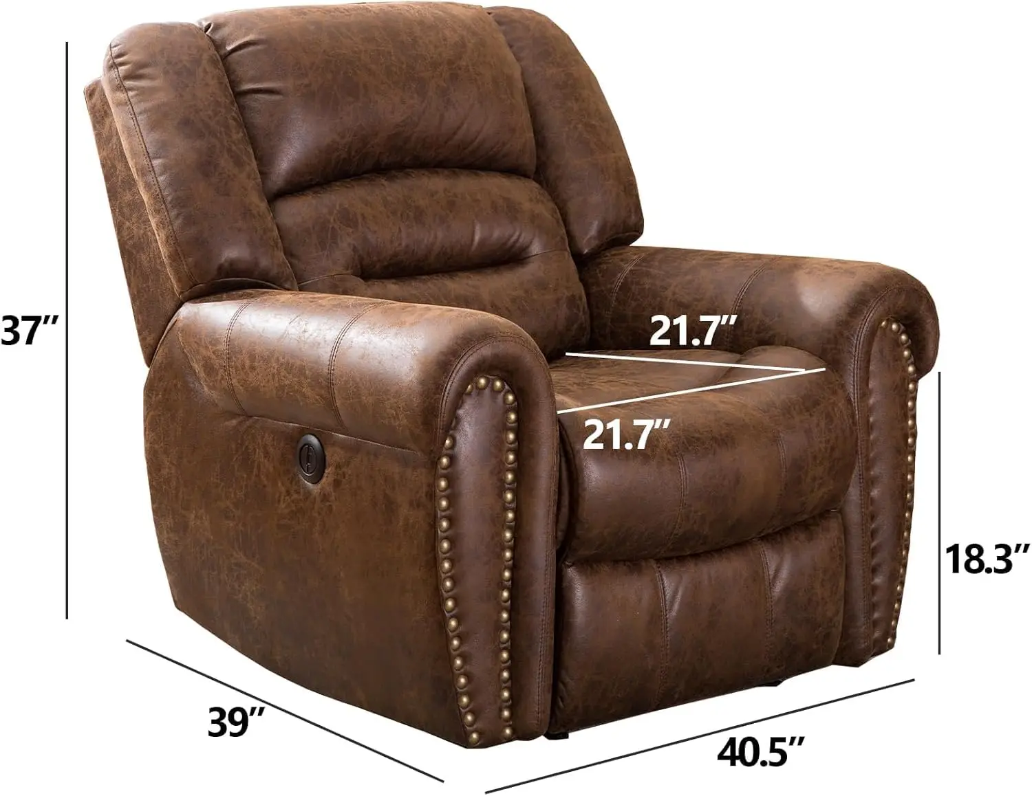 Power Recliner Chair,Faux Leather Electric Recliner Chair with Padded Arms and Adjustable Backrest,Single Sofa with, Customized