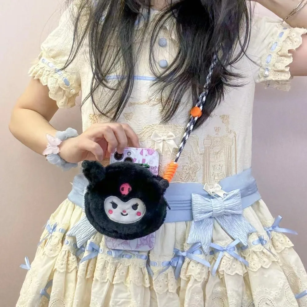 HelloKitty Bolsa de moedas para celular com clipe traseiro fofo originalidade alça de ombro removível clipe traseiro para celular envoltório de alta capacidade