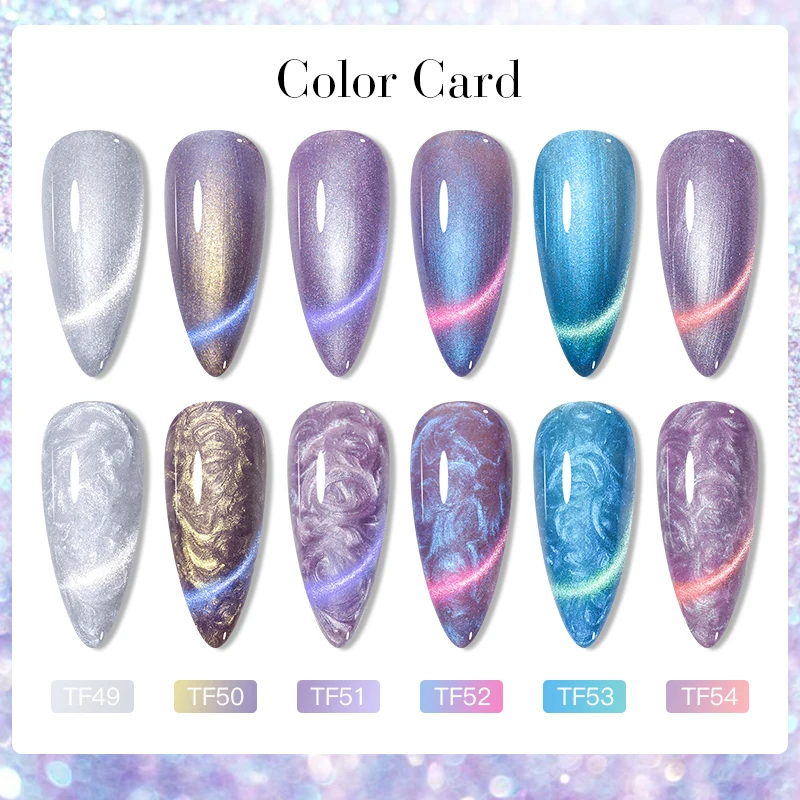 MEET ACROSS 7ML Magnetic Thread Shell Gel Nail Polish Pearl Pattern 9D Glitter Semi Permanent Soak Off UV Nail Art Varnish