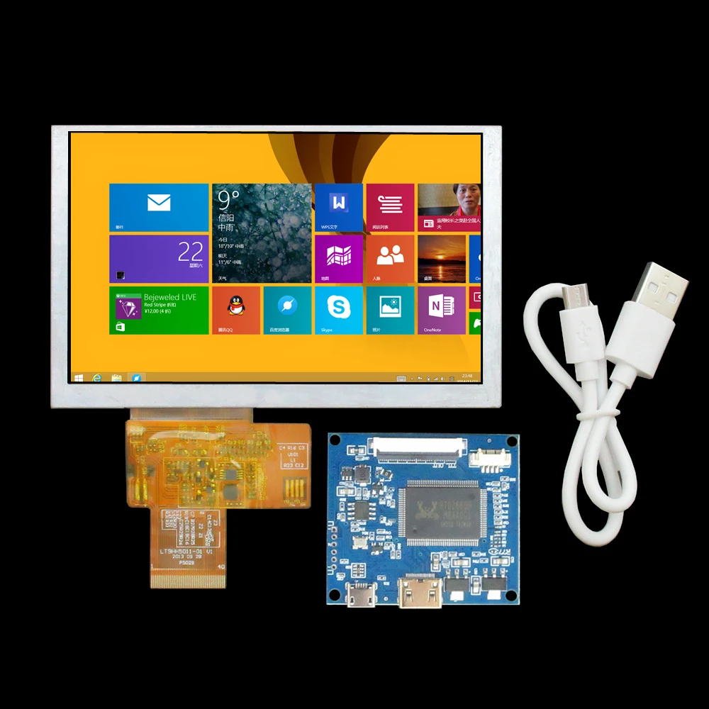 

5-дюймовая ЖК-панель IPS 800x480 с комплектом платы драйвера Mini-HDMI для ПК, Raspberry Pi, портативный вторичный дисплей