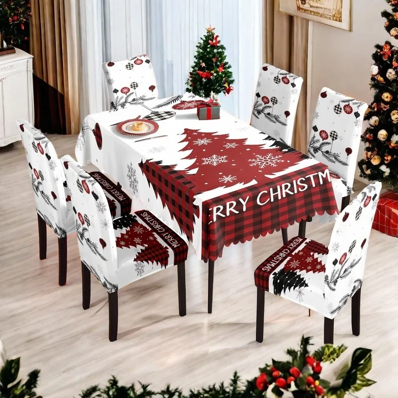 

1/7 шт. рождественские чехлы для столов и стульев, праздничные украшения для дома, принты для рождественской елки, простые в установке, можно стирать в машине.