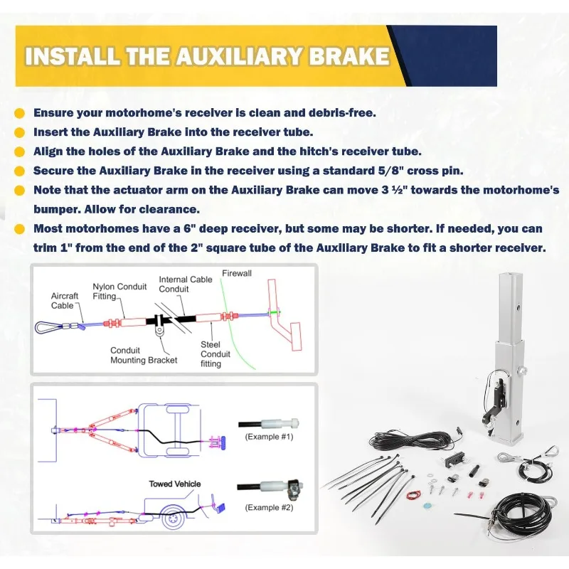نظام فرامل مقطورة قابلة للاستخدام على طراز جهاز الاستقبال لصلبة 2 بوصة - كبح بدون جهد - سعة تصل إلى 8000 رطل - فوريًا