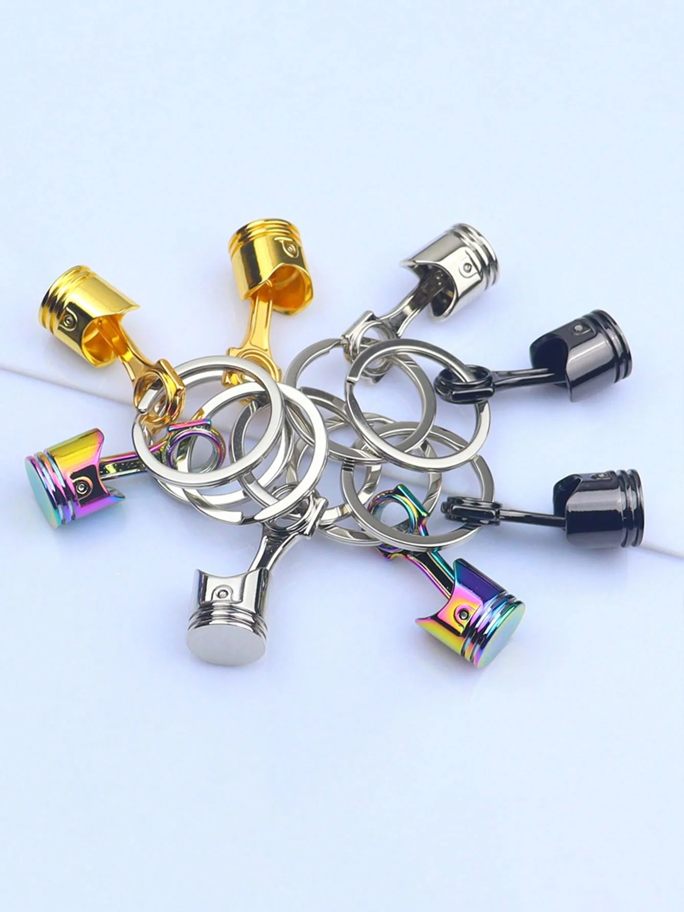 1 قطعة سلسلة مفاتيح مكبس المحرك الصغير ، تصميم معدني ثلاثي الأبعاد ، قلادة مكبس السيارة/الدراجة النارية ، عشاق تعديل السيارة ، سلسلة مفاتيح عالمية ، صغيرة