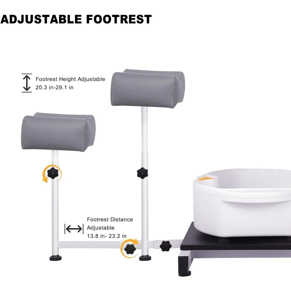 Silla de pedicura reclinable con lavabo de masaje de pies, silla de pedicura hidráulica ajustable, rotación de 360 °, sin plomería