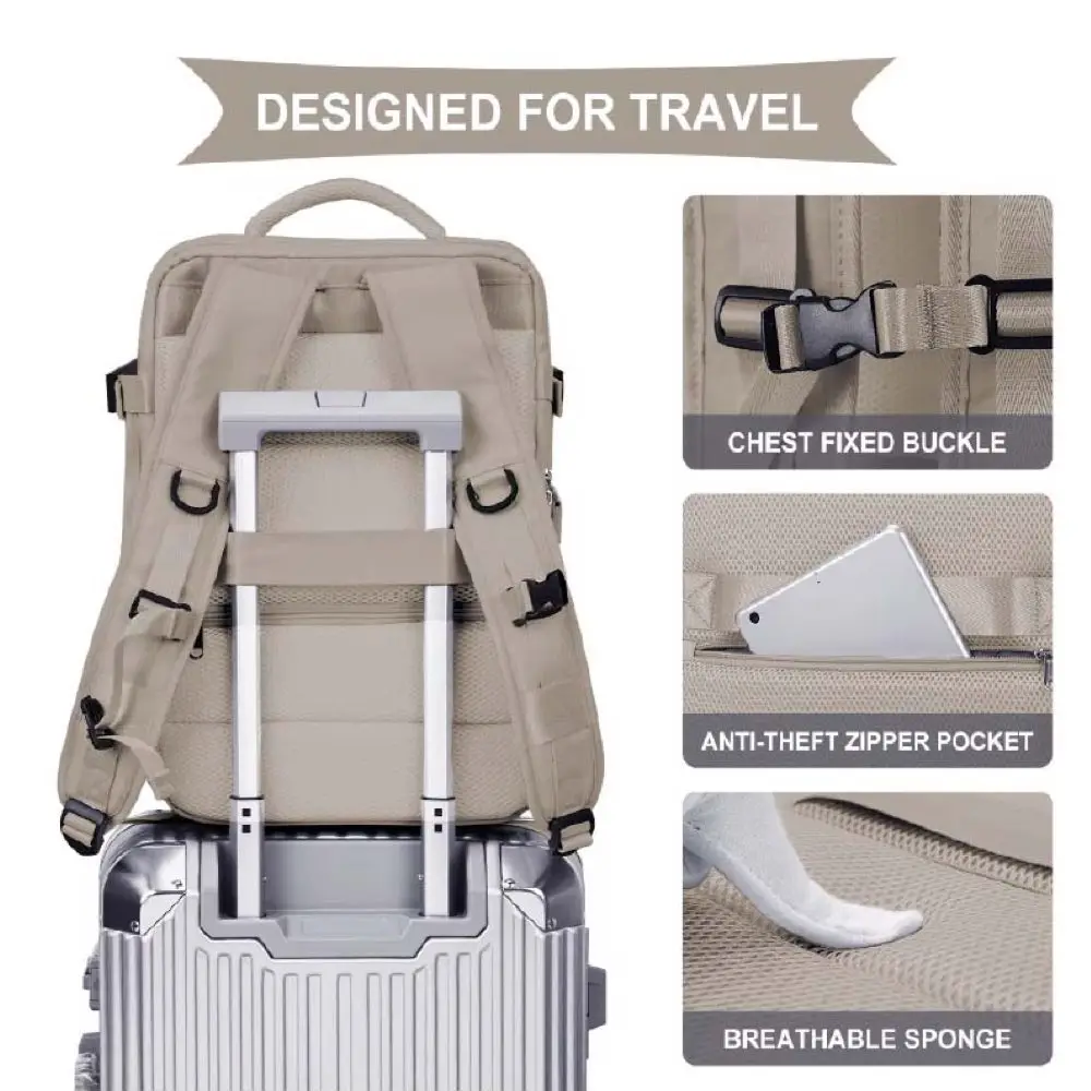 Sac à dos de voyage léger pour femme, grande capacité, valise multifonctionnelle pour femme, chargement USB, sacs à bagages d'avion