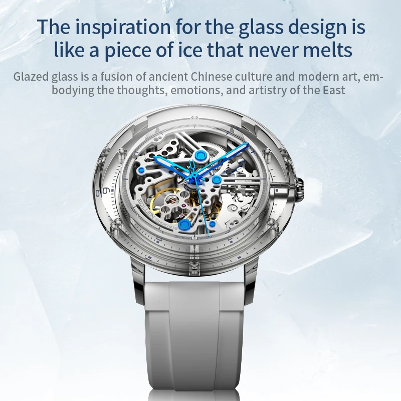 New Customized Mens Mechanical Watches for Man Analog Automatic Wristwatches with Silicone Strap Waterproof Glass Watch Reloj
