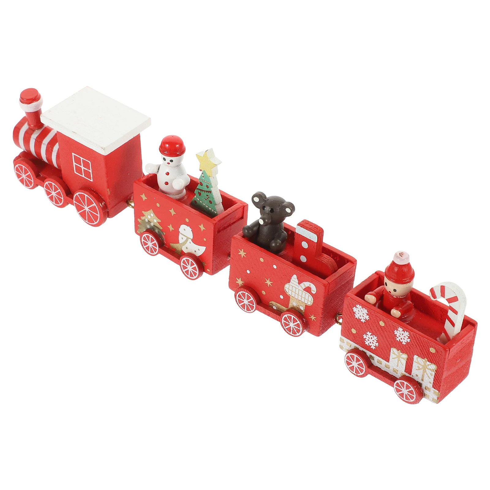 عيد الميلاد خشبية صغيرة رسمت الديكور خفيفة الوزن المحمولة ديكور لقضاء عطلة حزب سطح المكتب المنزل عيد الميلاد قطار زخرفة عيد الميلاد #2