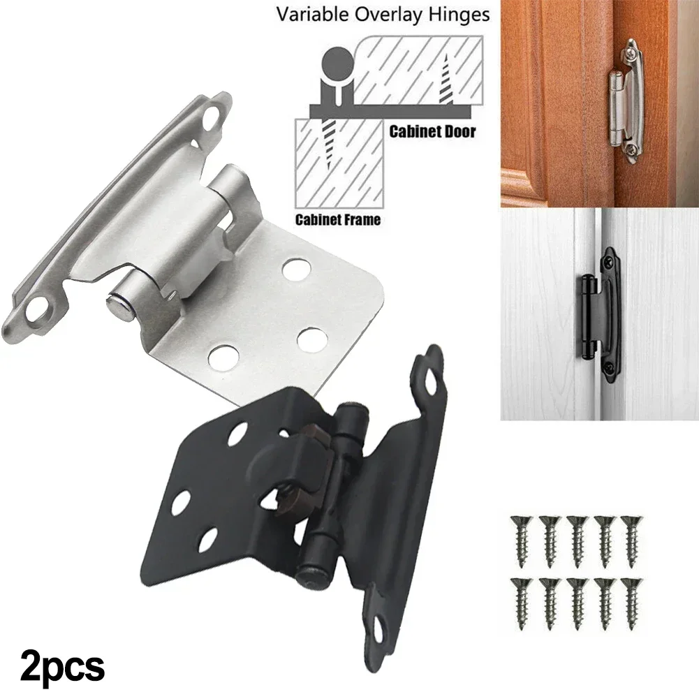 2pcs Cabinet Hinges Overlay Self Closing Face Mount Cupboard Door Hinge Hydraulic Buffer Spring Hinge Furniture Hardware