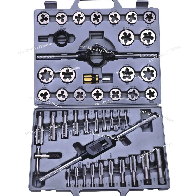 45 Pieces Metric and British Tap Die Set Screw Open Tapping Winch Tap  Manual