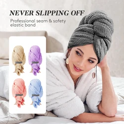 Microfiber Hair Towel Extra Large Wrap Quick Dry Hair Towel Wrap With Elastic Band , Ultra Absorbent Soft Hair Towel Wrap Turban