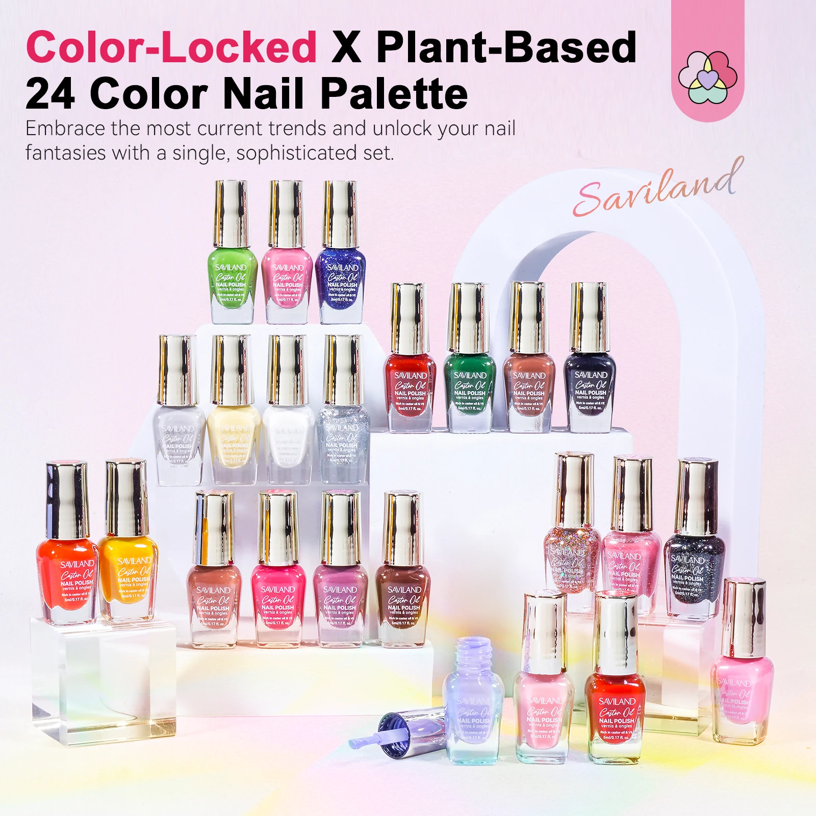 SAVILAND 24 couleurs ensemble de vernis à ongles séchage rapide Kit de vernis à ongles régulier paillettes rose rouge marron doigt en vrac vernis à ongles