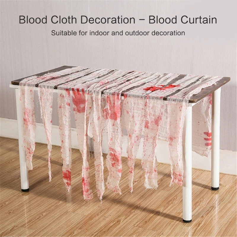 Scary Halloween Party Decoration Bloodied Cloth Doorway Curtain for Home Window 87HA