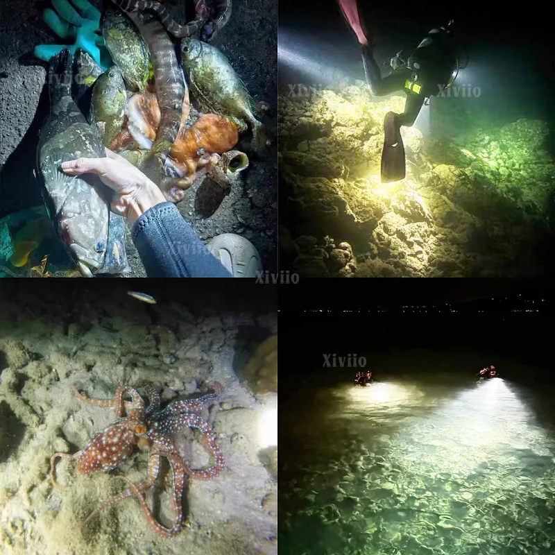 High Power XHP70 LED Diving Flashlight 400000LM Super Bright Underwater Dive Spotlight IPX8 Waterproof Professional Diving Light