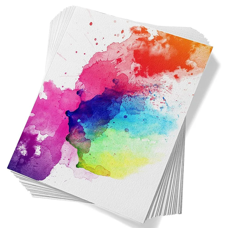 60 Sheets Watercolor Paper, Cold Press 50% Cotton 140Lb /300Gsm Acid-Free Bulk White Paper (7.68 x 5.31 Inch)