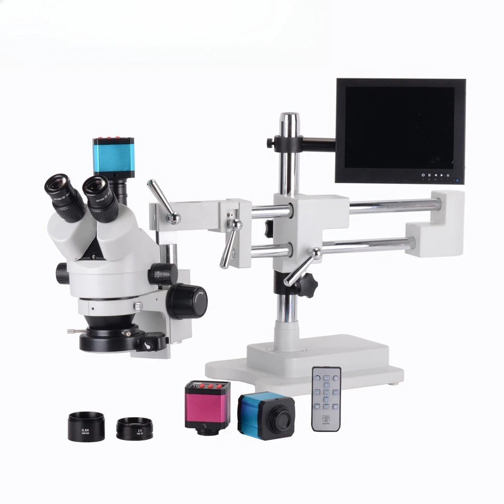 7-45 times continuous variable magnification microscope microscope double arm large bracket