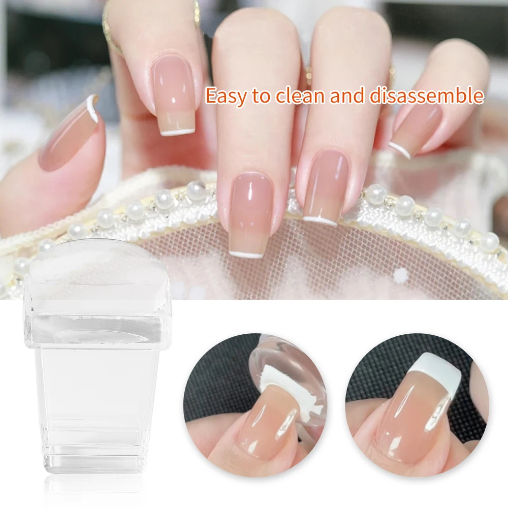 Rectangular Nail Art Stamp Clear Silicone Ink Pad with Scraper Pattern Board Suitable for Home and Nail Salon Use
