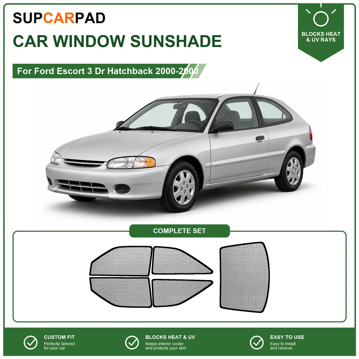 For Ford Escort 3 Dr Hatchback 2000-2000 Full Set Car Window Sunshades UV Block Privacy Heat Insulated Foldable Car Curtain