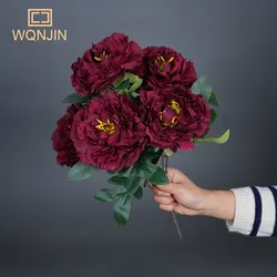1 Bouquet 5 Heads Artificial Big Peony Flowers Silk Fake Flower Flores for DIY Home Garden Table Wedding Decoration