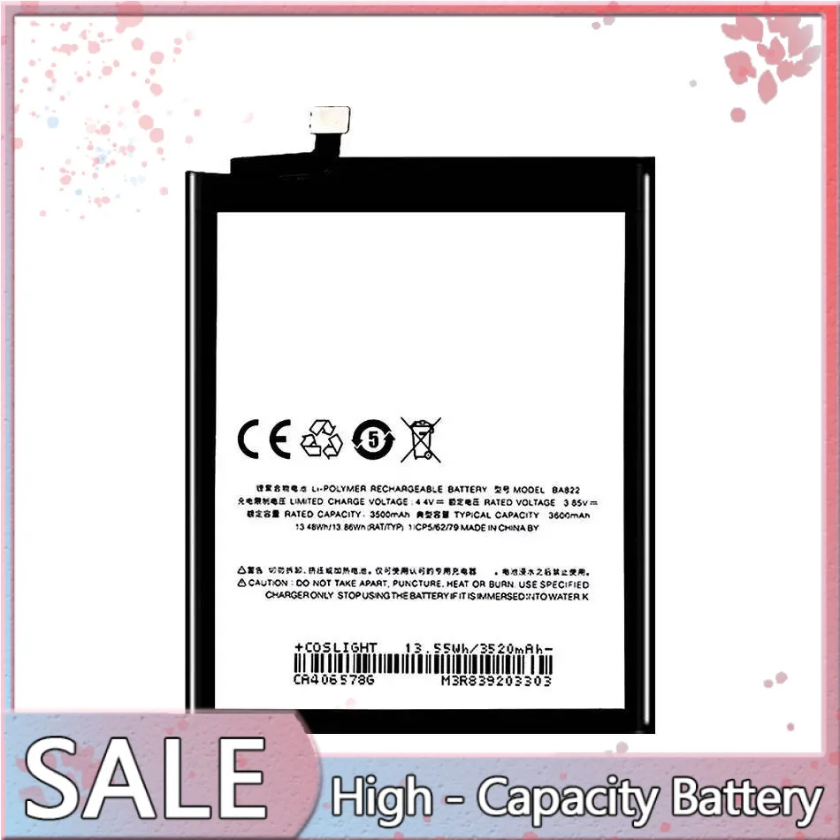 

Mobile Phone Battery BA822 For Meizu Note 8 Note8 M822H M822Q 3600mAh High-Efficiency