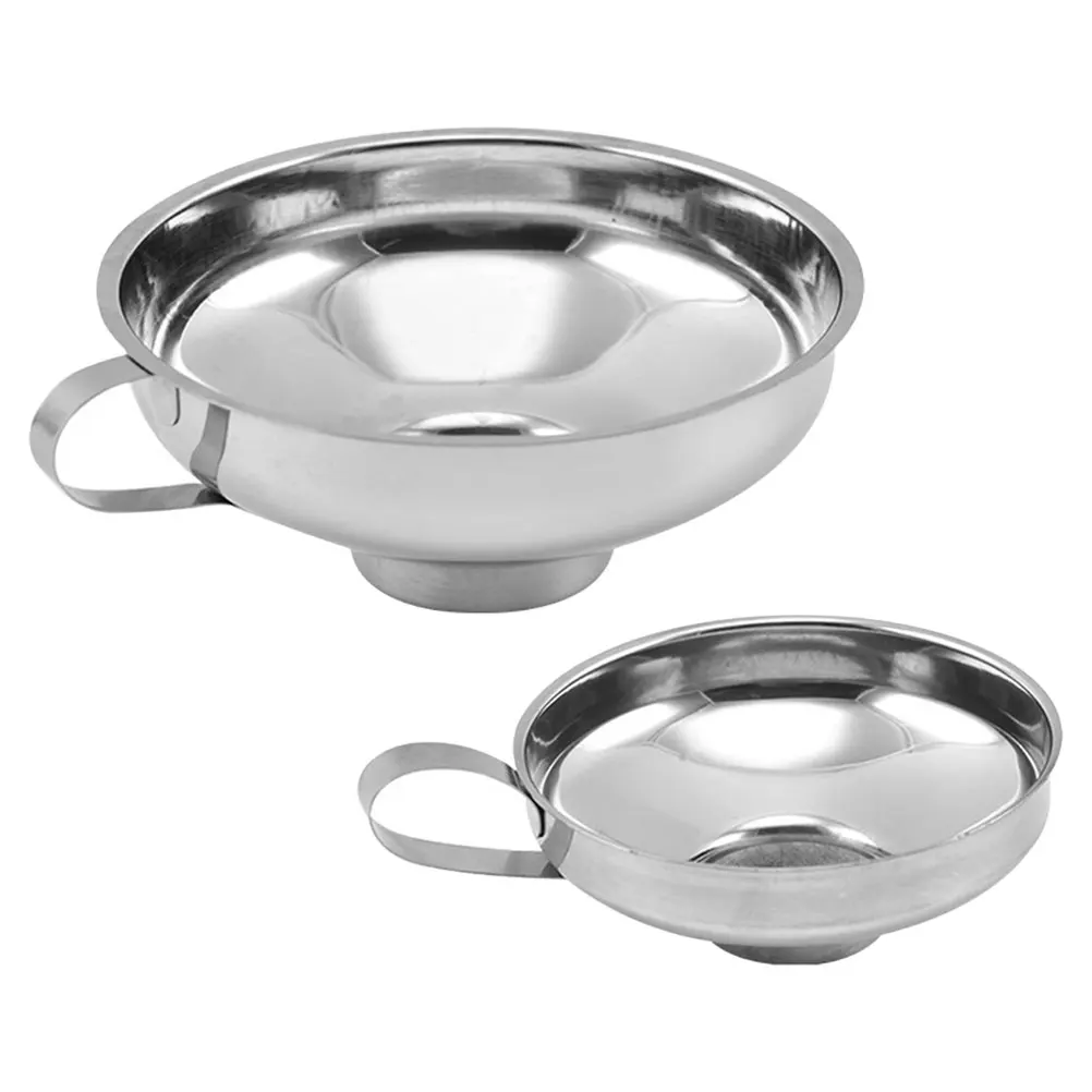 

2pcs Stainless Steel Canning Funnel Set Wide Mouth for Jars Oil Juice Powder Sturdy Kitchen Tool Heavy Duty Metal