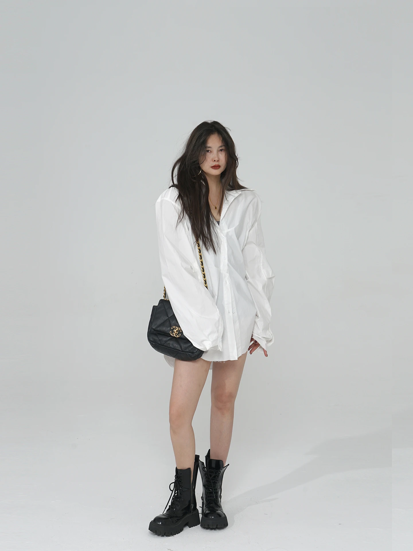 

Lazy Style Casual Loose Men's Shirt Akimbo Pure Cotton Long Sleeve Button up Mid-Length Women's Open Cardigan Spring Fashion