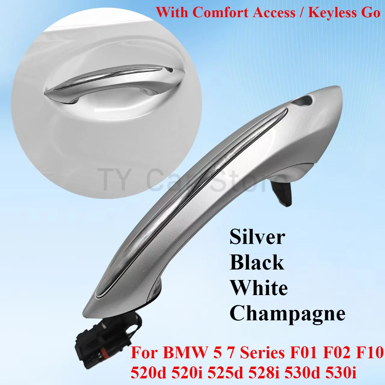 Silver Black White Exterior Door Handle Comfort Access Keyless Go For BMW 5 7 Series F01 F02 F06 F10 520i 525d 528i 530d 530i