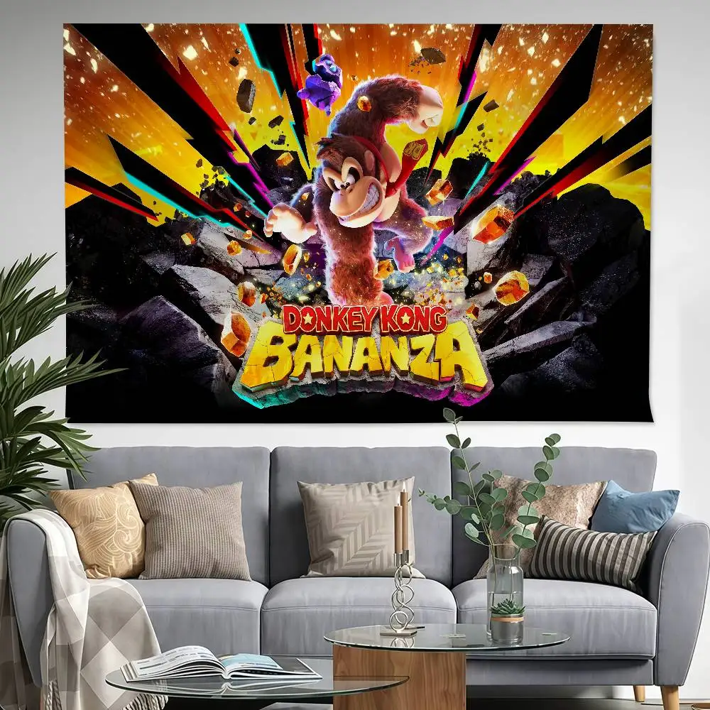 Флаг-баннер D-Donkey Game K-Kong Bananza 150x200см 60x90см для декора, улицы, пикника, вечеринки, дома, кемпинга, а также художественный подвесной баннер